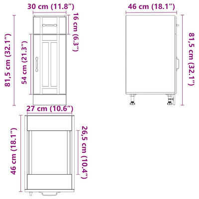Musta keittiön pohjakaappi lucca Armie (suunniteltu puu)