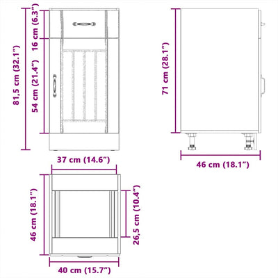 Musta keittiön pohjakaappi lucca Armie (suunniteltu puu)
