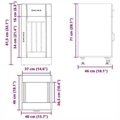 Harmaa keittiön pohjakaappi lucca Armie (sonoma suunniteltu puu)