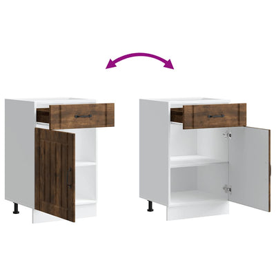 Savustettu tammi keittiön pohjakaappi lucca Armie (suunniteltu puu)