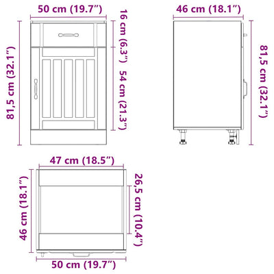 Savustettu tammi keittiön pohjakaappi lucca Armie (suunniteltu puu)