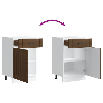 Ruskea tammi keittiön pohjakaappi lucca Armie (suunniteltu puu)