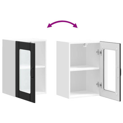 Musta keittiön seinäkaappi lasiovella lucca Armie