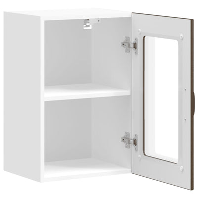 Ruskea keittiön seinäkaappi Armie (lasiovella lucca tammi)