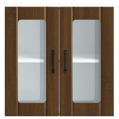 Ruskea keittiön seinäkaappi Armie (lasiovella lucca tammi)