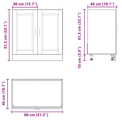 Altaan pohjakaappi Porto vanha puu 80x46x81,5 cm tekninen puu