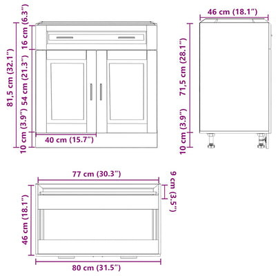Harmaa keittiön pohjakaappi porto Cristofie (sonoma suunniteltu puu)