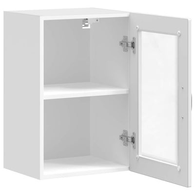 Valkoinen keittiön seinäkaappi lasiovella porto Cristofie (korkeakiilto)