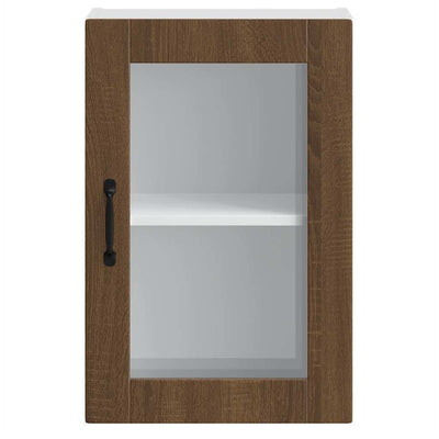 Ruskea keittiön seinäkaappi Cristofie (lasiovella porto tammi)