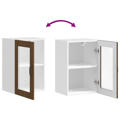 Ruskea keittiön seinäkaappi Cristofie (lasiovella porto tammi)