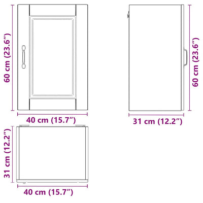 Betoninharmaa keittiön seinäkaappi porto Cristofie (puinen)