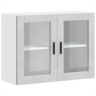 Betoniharmaa keittiön seinäkaappi Cristofie (lasiovella porto)