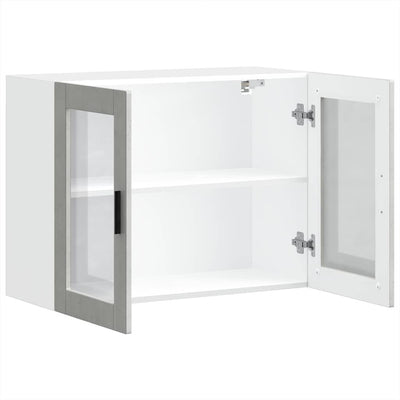 Betoniharmaa keittiön seinäkaappi Cristofie (lasiovella porto)