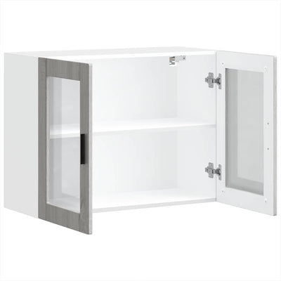 Harmaa keittiön seinäkaappi lasiovella porto Cristofie (sonoma)