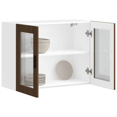 Ruskea keittiön seinäkaappi Cristofie (lasiovella porto tammi)