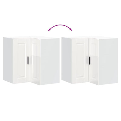 Valkoinen keittiön seinäkulmakaappi porto Cristofie (korkeakiiltoinen)