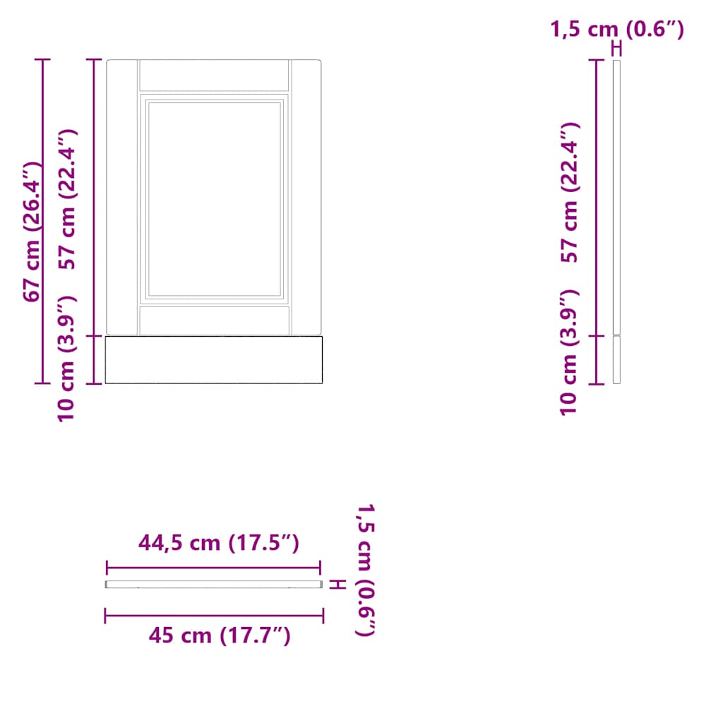 Musta astianpesukoneen paneeli porto Cristofie 45x1,5x67cm (puinen)
