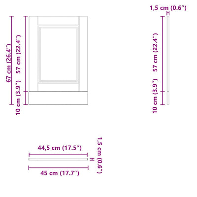 Astianpesukoneen paneeli Porto vanha puu 45x1,5x67 cm