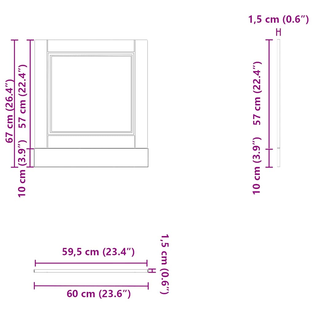 Betoninharmaa astianpesukoneen paneeli porto Cristofie 60x1,5x67cm