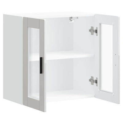 Valkoinen keittiön seinäkaappi lasiovella porto Cristofie (kiiltävä)