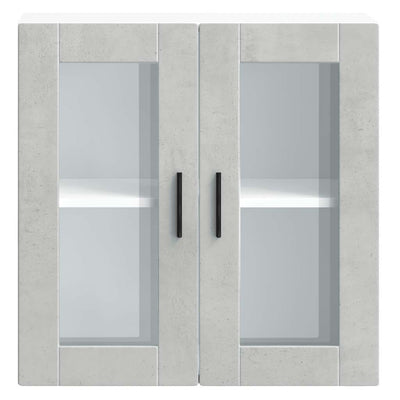 Betoniharmaa keittiön seinäkaappi Cristofie (lasiovella porto)