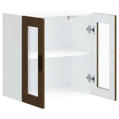 Ruskea keittiön seinäkaappi Cristofie (lasiovella porto tammi)