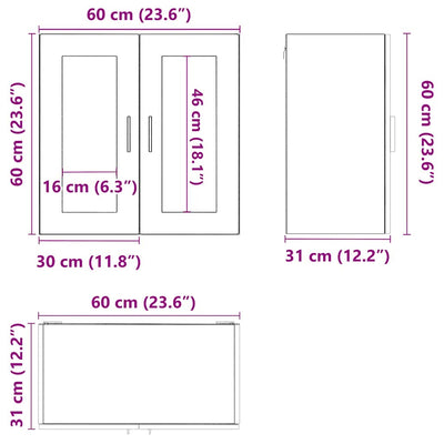 Lasiovella keittiön seinäkaappi Cristofie (porto käsityöläinen tammi)