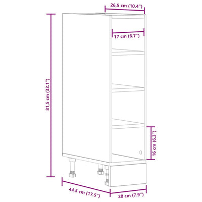 Alakaappi musta 20x44,5x81,5 cm lastulevy