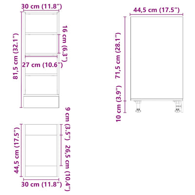 Alakaappi Harmaa Sonoma 30x44,5x81,5 cm Engineered Wood