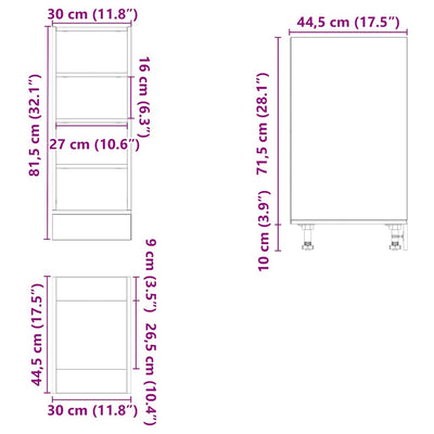 Alakaappi Ruskea Tammi 30x44,5x81,5 cm Teknillinen puu