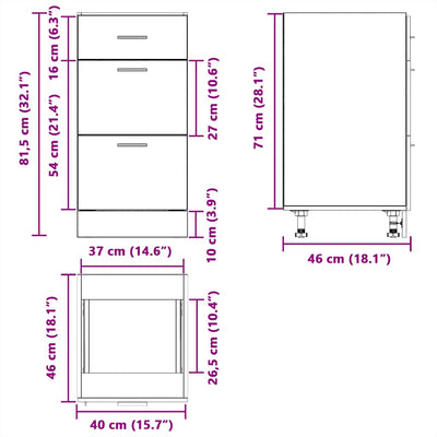 Alakaappi Musta 40x46x81,5 cm Engineered Wood