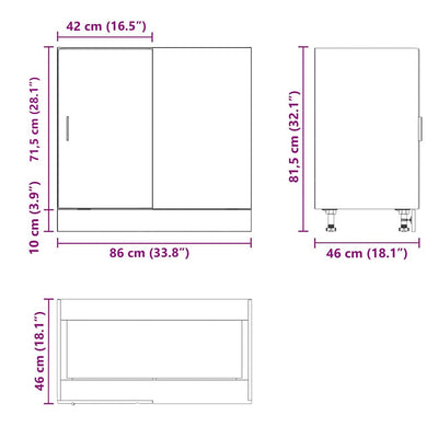 Harmaa altaan pohjakaappi Pompilas (sonoma suunniteltu puu)