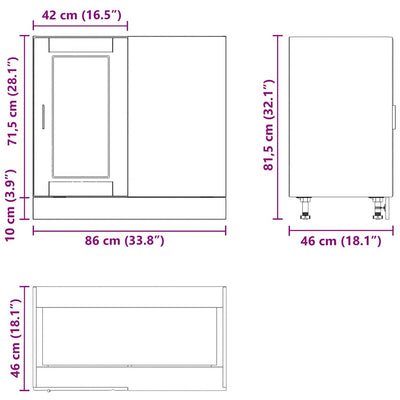 Musta keittiön pohjakaappi porto Cristofie (suunniteltu puu)