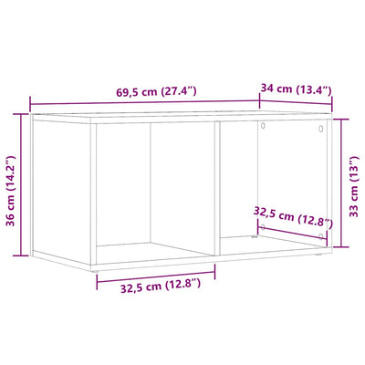 LP Säilytyslaatikko vanhaa puuta 69,5x34x36 cm suunniteltu puu