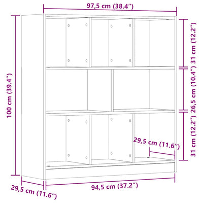 Kirjakaappi käsityöläinen tammi 97,5x29,5x100 cm tekninen puu