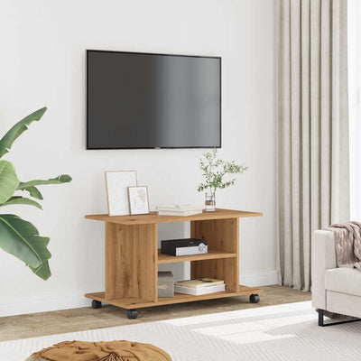 TV-kaappi pyörillä käsityöläinen tammi 80x40x45 cm tekninen puu