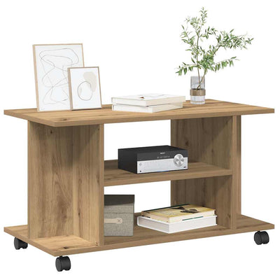 Käsityöläinen tammi tv-kaappi pyörillä Boica 80x40x45cm (puinen)