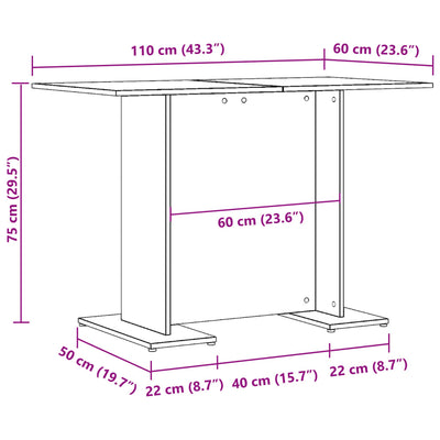 Ruokapöytä vanhaa puuta 110x60x75 cm lastulevy