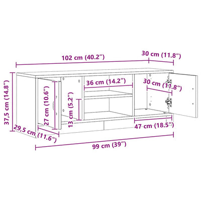 Käsityöläinen tammi tv-taso Harmon 102x30x37,5cm (puinen)