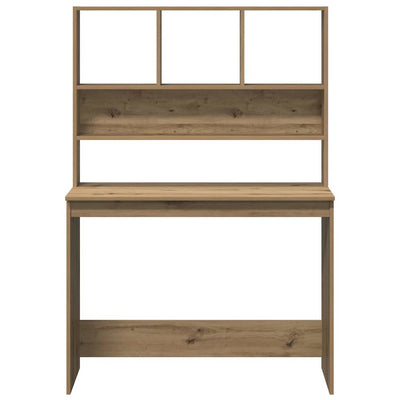 Käsityöläinen tammi työpöytä hyllyillä Tayeb 102x45x148cm