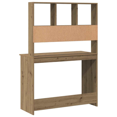 Käsityöläinen tammi työpöytä hyllyillä Tayeb 102x45x148cm