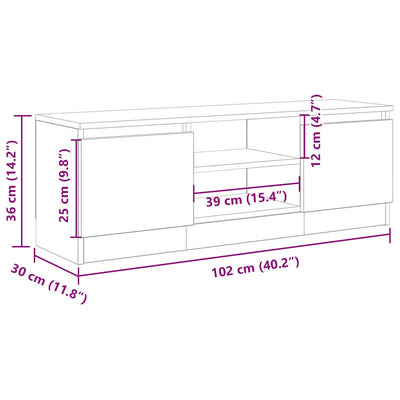 TV-taso vanhaa puuta 102x30x36 cm lastulevy