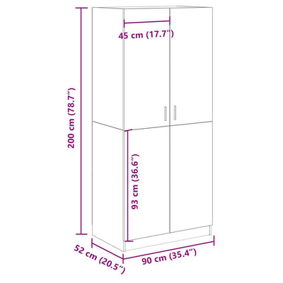 Vaatekaappi vanhaa puuta 90x52x200 cm lastulevy