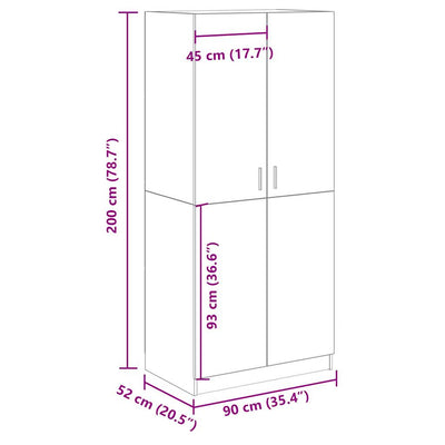 Vaatekaappi käsityöläinen tammi 90x52x200 cm tekninen puu