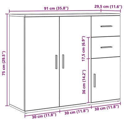 Käsityöläinen tammi senkki Argintel 91x29,5x75cm (puinen)