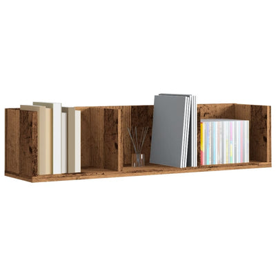 CD-seinähylly vanhaa puuta 75x18x18 cm lastulevy