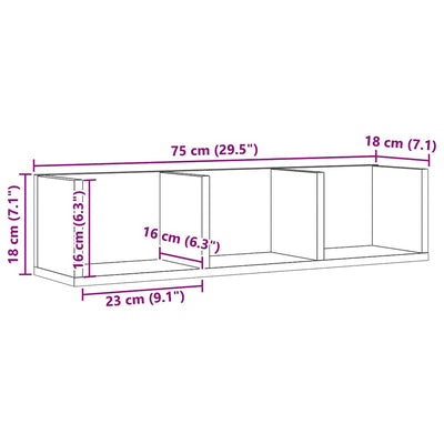 Käsityöläinen tammi cd-seinähylly Schrepler 75x18x18cm (lastulevy)