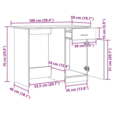 Artesaani tammi työpöytä Abbdulah 100x50x76cm (puinen)