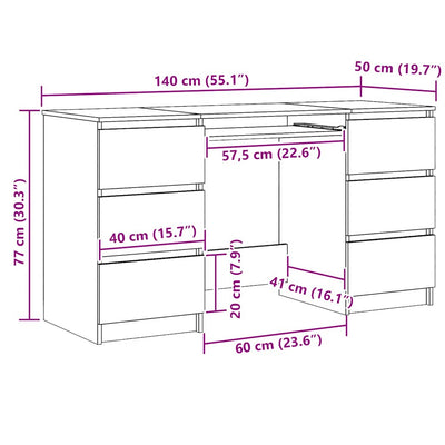 Käsityöläinen tammi kirjoituspöytä Angelus 140x50x77cm (lastulevy)