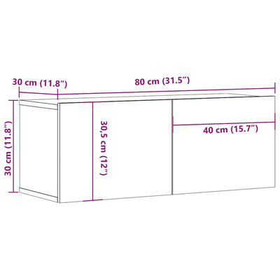 TV-seinäkaappi vanha puu 80x30x30 cm tekninen puu